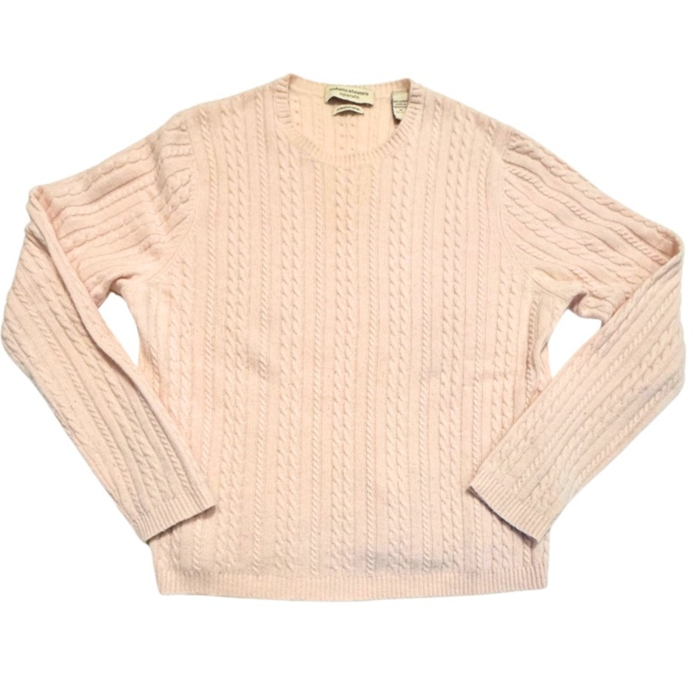 Valerie Stevens Cable-Knit 100% Cashmere Sweater Womens Size M Pink